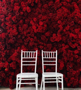 trang trí mảng tường hoa hồng đỏ 